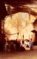 Une place de marché Le Caire orientaliste arabe Charles Théodore Frère